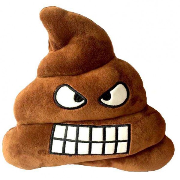 Soft Smiley Emoticon Dark Brown Cushion Pillow Stuffed Plush Toy Doll (Angry Poo)